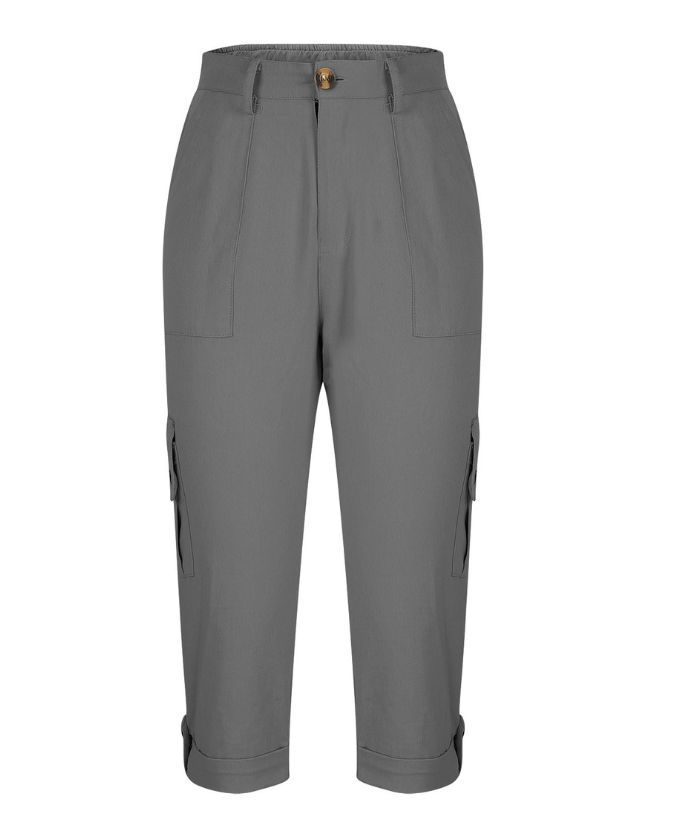 ZITY Women's Solid Color Multi Pocket Three Quarter Pant-DUWCS06170