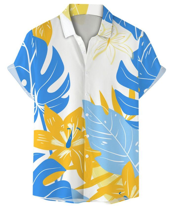 ZITY Men's Summer 3D Digital Print Button Shirt