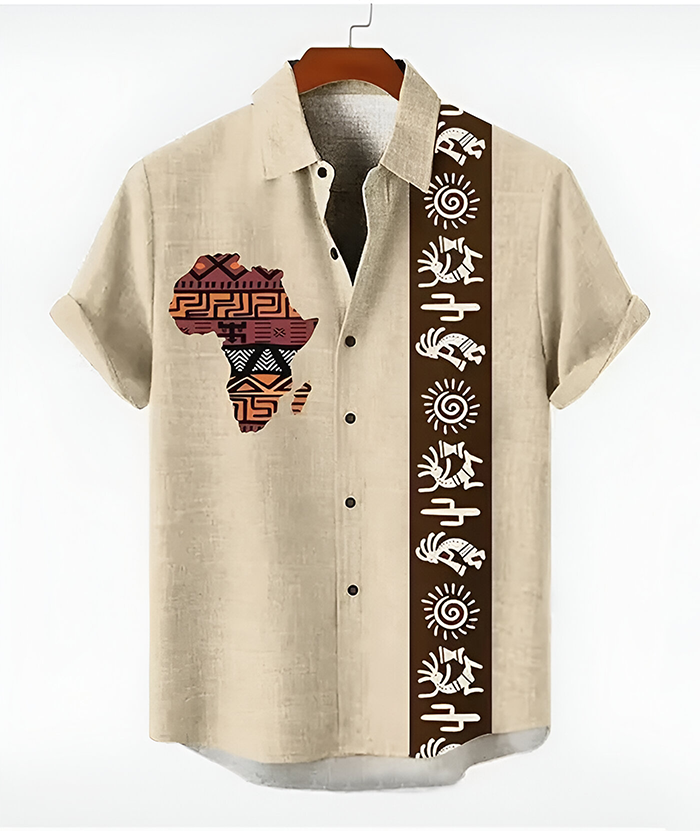 ZITY Men's Casual Summer Hawaiian Tribal Patterns Shirt