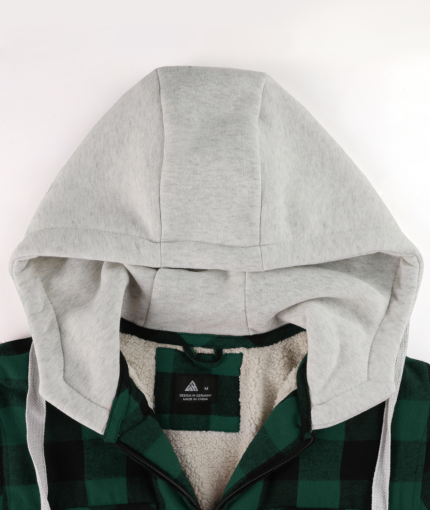 ZITY Men's Double Pockets Full Zipper Plaid Fleece Hoodie-CFMWT00002