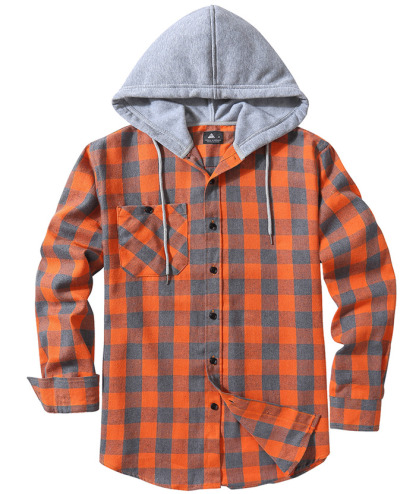 ZITY Men's Plaid Hooded Long Sleeve Button Down Flannel Shirt-ZPK000014 | Zitysports