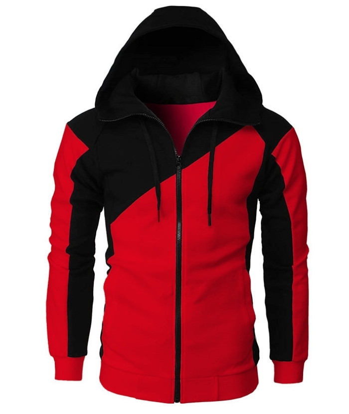 ZITY Men's Color Black Zipper Hooded Long Sleeve Lightweight Hoodie-DUMFH04864 | Zitysports