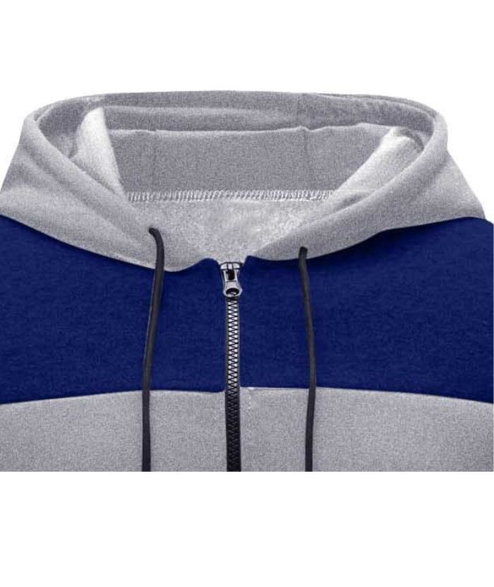 ZITY Men's Polyester Long Sleeve Color Block Full Zip Casual Hoodie-DUMFH04995|Zitysports