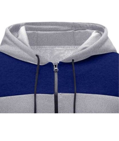 ZITY Men's Polyester Long Sleeve Color Block Full Zip Casual Hoodie-DUMFH04995|Zitysports