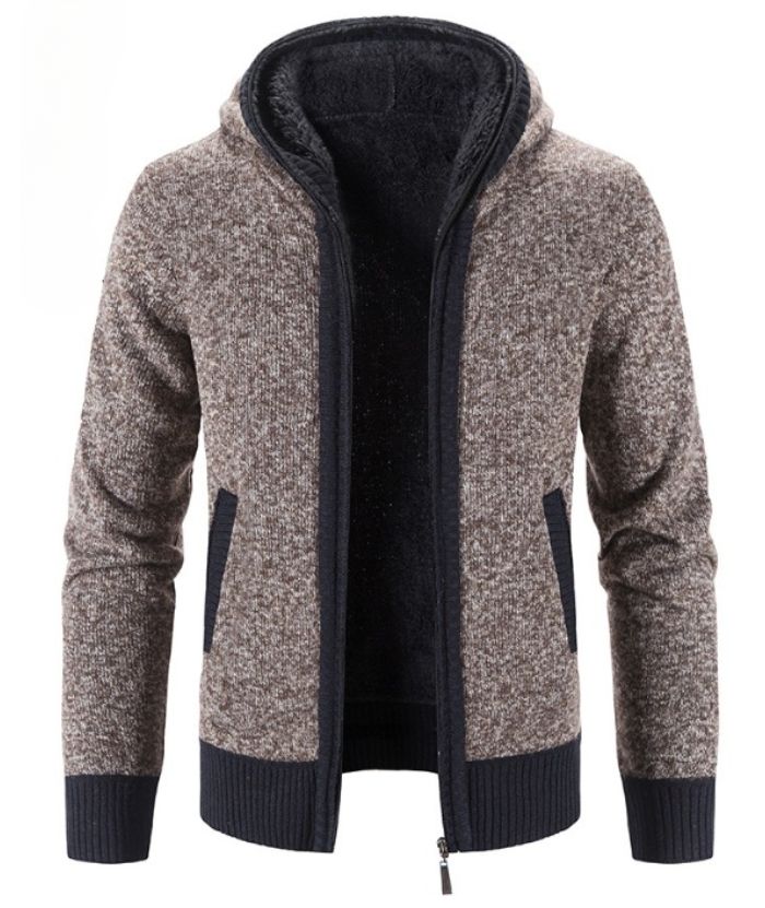 ZITY Men's Knitted Long Sleeve Full Zip Up Plus Size Casual Hoodie-DUMSW05059|Zitysports