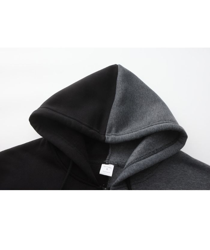 ZITY Men's Contrast Color Hooded Long Sleeve Zip Up Outdoor Hoodie-DUMFH05069|Zitysports