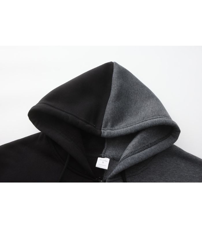ZITY Men's Contrast Color Hooded Long Sleeve Zip Up Outdoor Hoodie-DUMFH05069|Zitysports