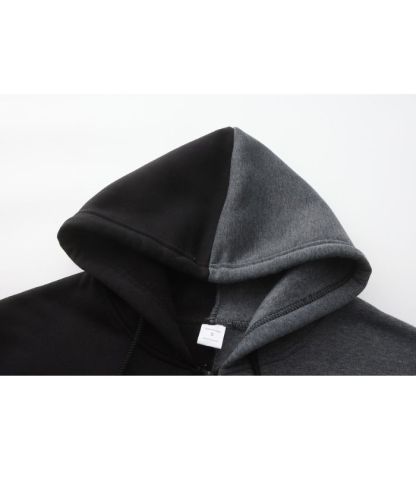 ZITY Men's Contrast Color Hooded Long Sleeve Zip Up Outdoor Hoodie-DUMFH05069|Zitysports