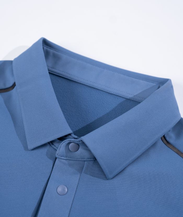 ZITY Men's Button Up Stand Collar Long Sleeve Polo Shirt-8905