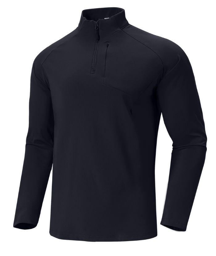 ZITY Men's Quarter Zip Long Sleeve Polo Shirt-88120