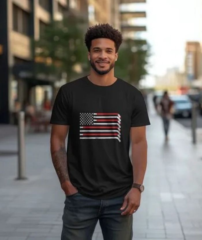 ZITY Men's American Flag printed 100% Cotton T-Shirt