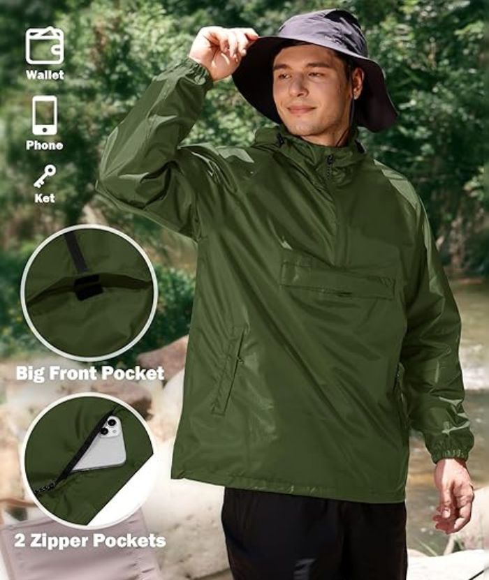 ZITY Men's Waterproof Lightweight Packable Rain Jacket-CUMRC04444