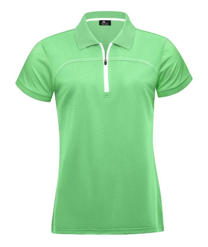 ZITY Women's Quarter Zip Slim Fit Solid Color Polo Shirt-CUWPO01996