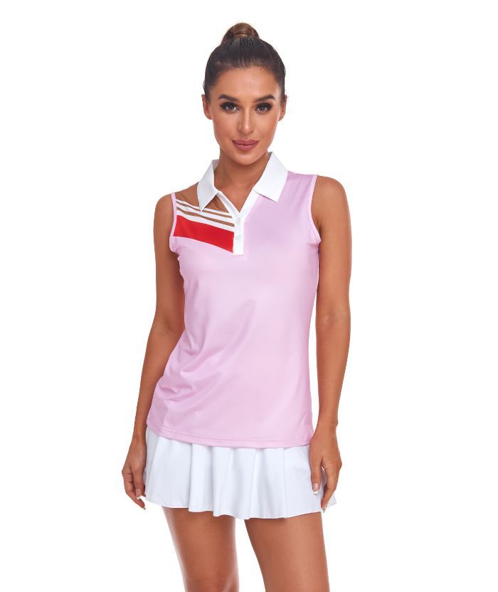 ZITY Women's Sleeveless Slim Fit Quick Dry Golf Polo Shirt-CUWBP02260