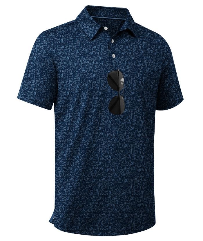 ZITY Men's Button Up Dri Fit Printed Polo Shirt-CUMPO05527