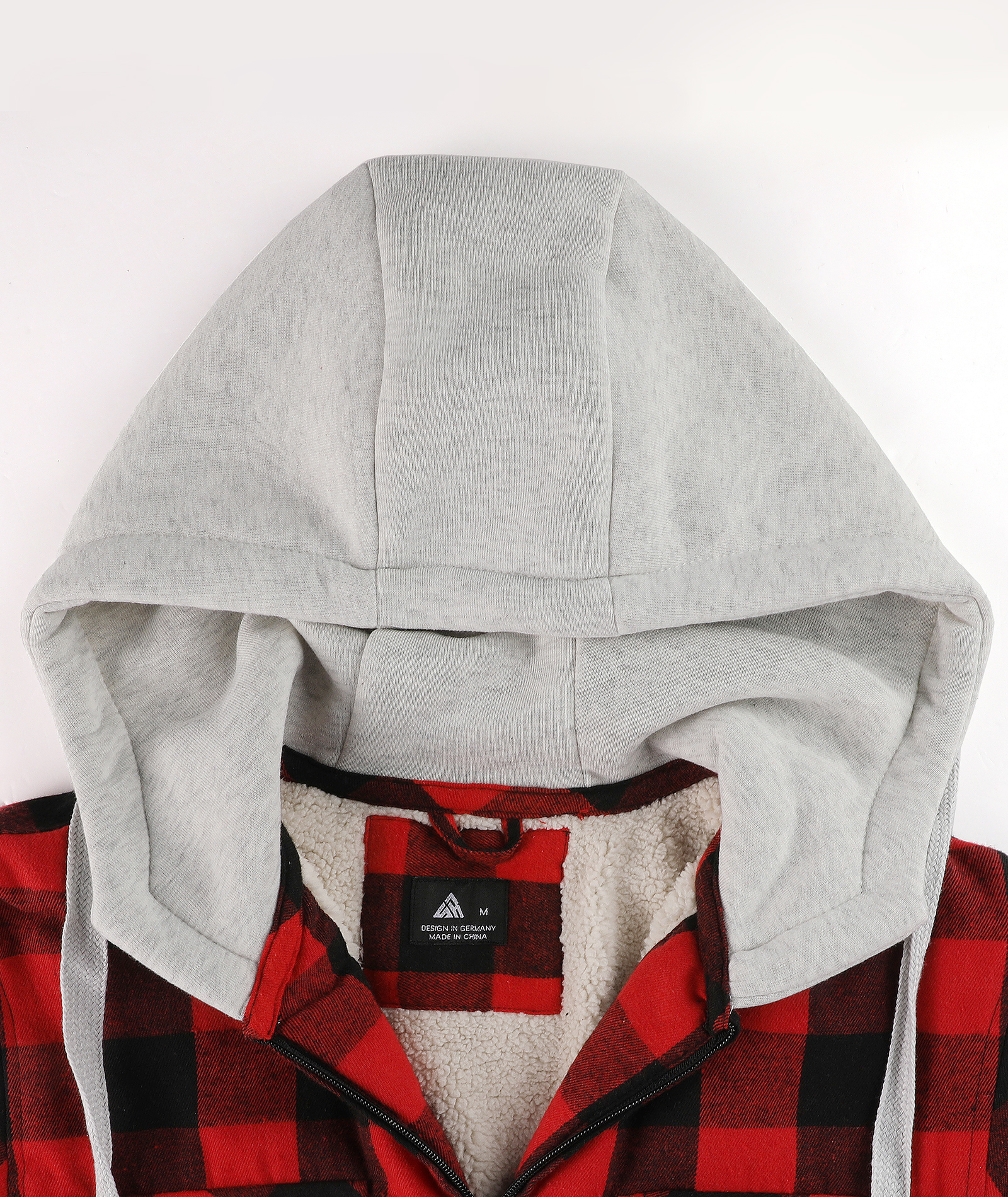 ZITY Men's Double Pockets Full Zipper Plaid Fleece Hoodie-CFMWT00002
