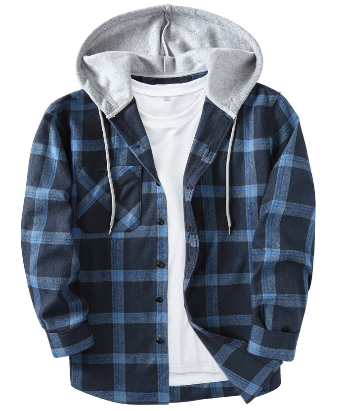 ZITY Men's Plaid Hooded Long Sleeve Button Down Flannel Shirt-ZPK000014 | Zitysports