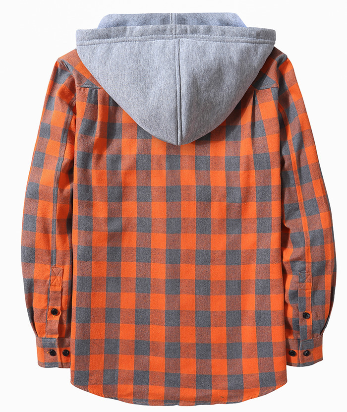 ZITY Men's Plaid Hooded Long Sleeve Button Down Flannel Shirt-ZPK000014 | Zitysports