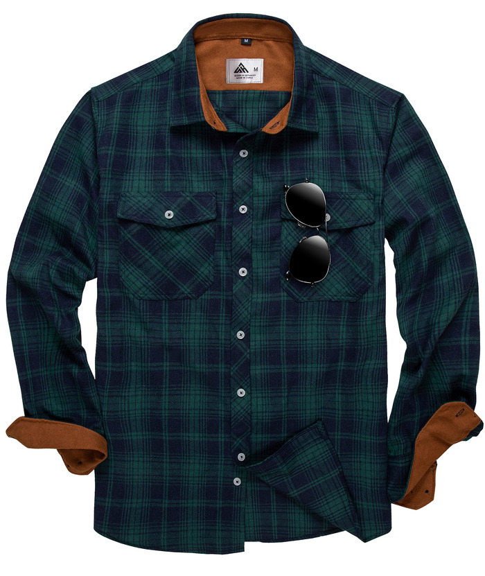 ZITY Men's Plaid Button Up Shirt with Flap Pocket Spring Fall Top-ZPK006565 | Zitysports