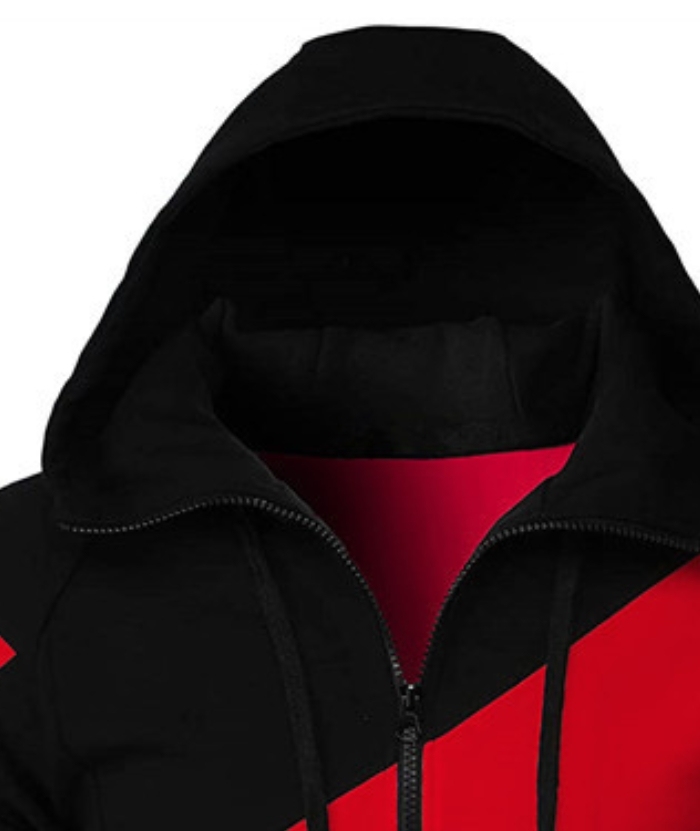ZITY Men's Color Black Zipper Hooded Long Sleeve Lightweight Hoodie-DUMFH04864 | Zitysports