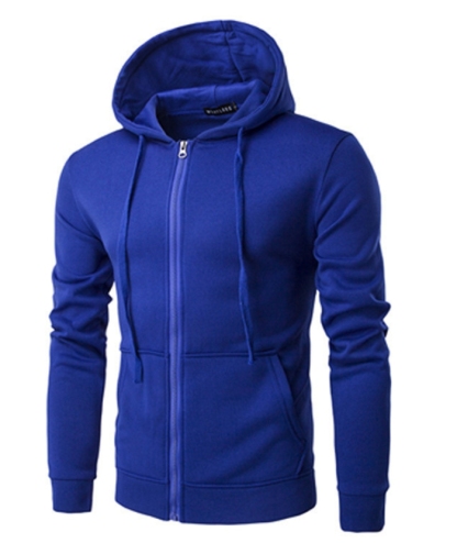 ZITY Men's Long Sleeve Solid Color Fleece Kangaroo Pocket Hoodie-DUMFH04879 | Zitysports