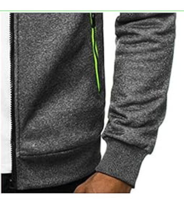ZITY Men's Slim Fit Full Zip Contrast Color Casual Hoodie-DUMFH05005|Zitysports
