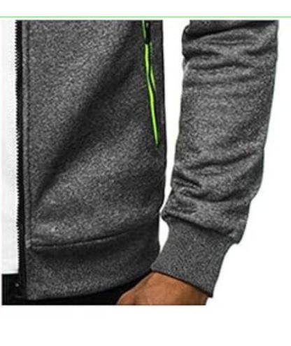 ZITY Men's Slim Fit Full Zip Contrast Color Casual Hoodie-DUMFH05005|Zitysports