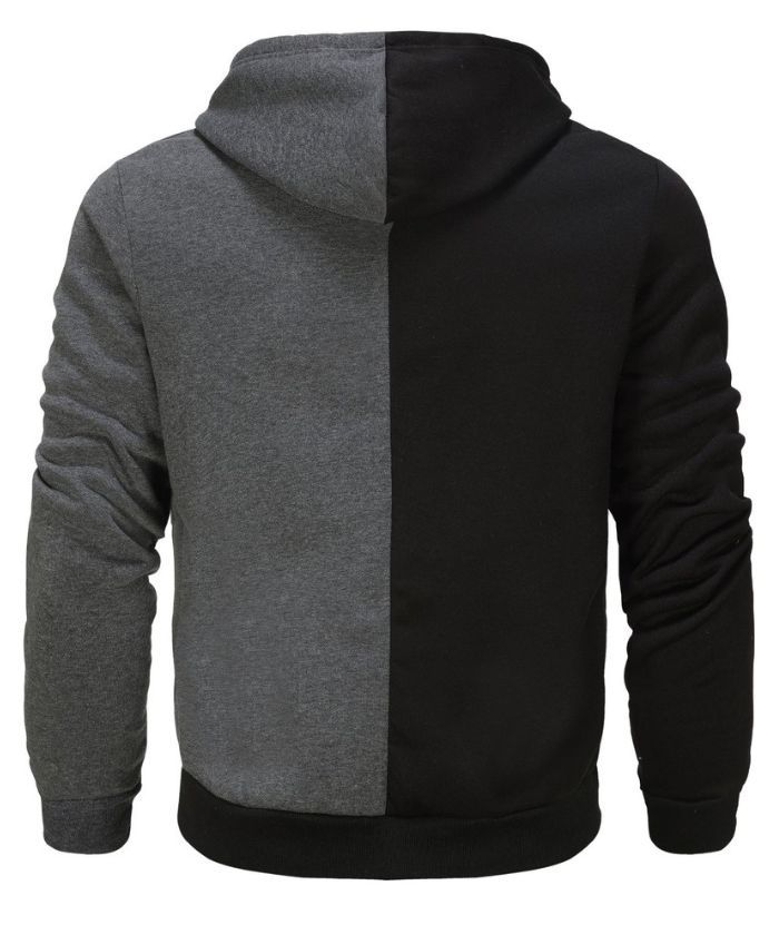ZITY Men's Contrast Color Hooded Long Sleeve Zip Up Outdoor Hoodie-DUMFH05069|Zitysports