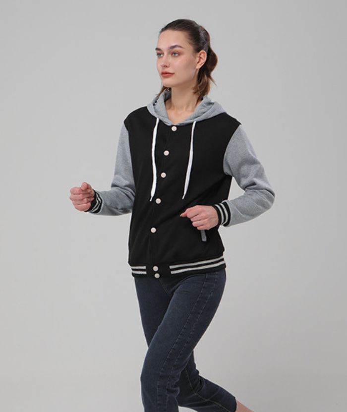 ZITY Women's Plus Size Long Sleeve Button Up Casual Hoodie-DUWHD05075|Zitysports