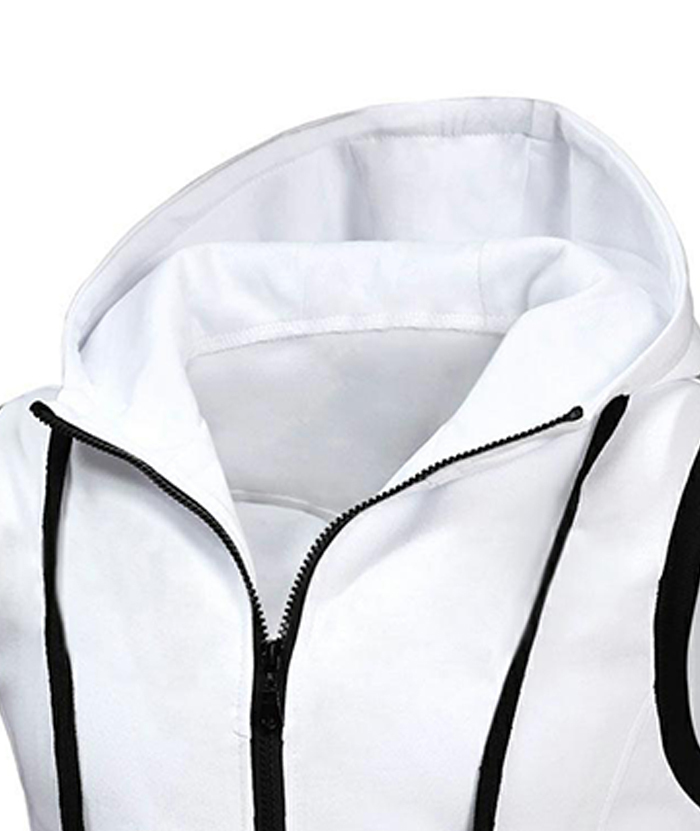 ZITY Men's Zip Up Solid Color Drawstring Sleeveless Hoodie-DUMMG05205|Zitysports