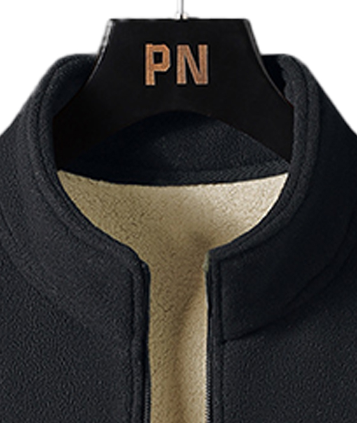 ZITY Men's Full Zipper Stand Collar Fleece Jacket-DUMFH05441