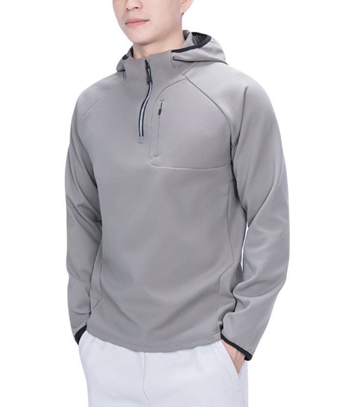 ZITY Men's Quarter Zip Solid Color Hoodie-7390