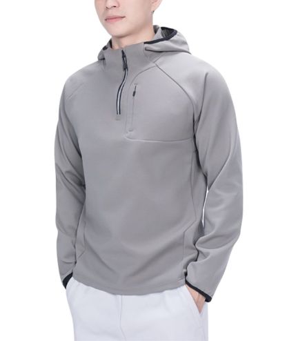 ZITY Men's Quarter Zip Solid Color Hoodie-7390