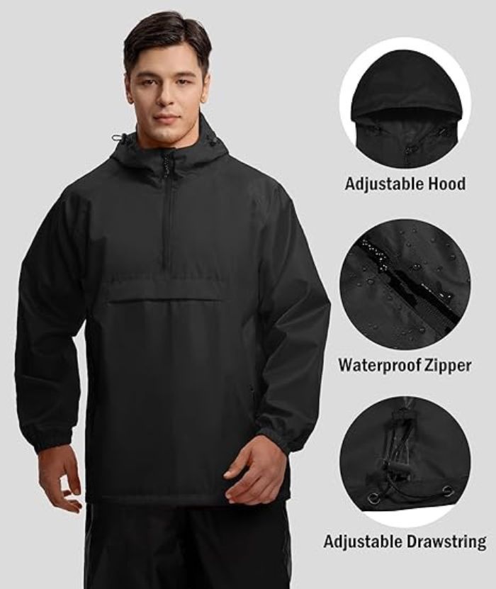 ZITY Men's Waterproof Lightweight Packable Rain Jacket-CUMRC04444