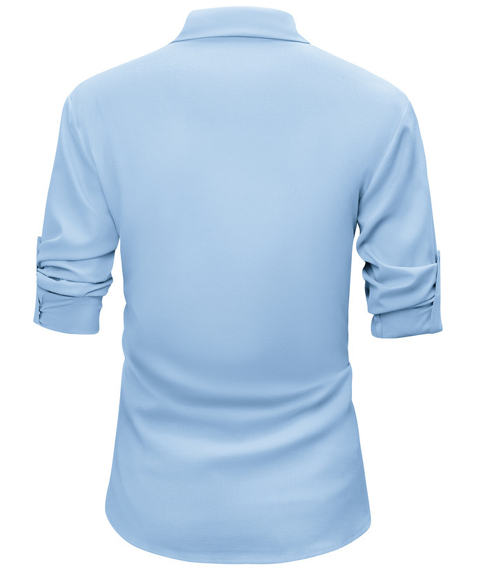 ZITY Men's Long Sleeve Button Up Polo Shirt-CUMLS01287