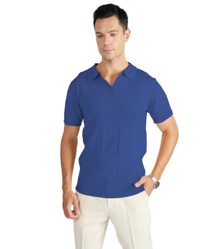 ZITY Men's V Neck Slim Fit Polo Shirt-CFMPO00164