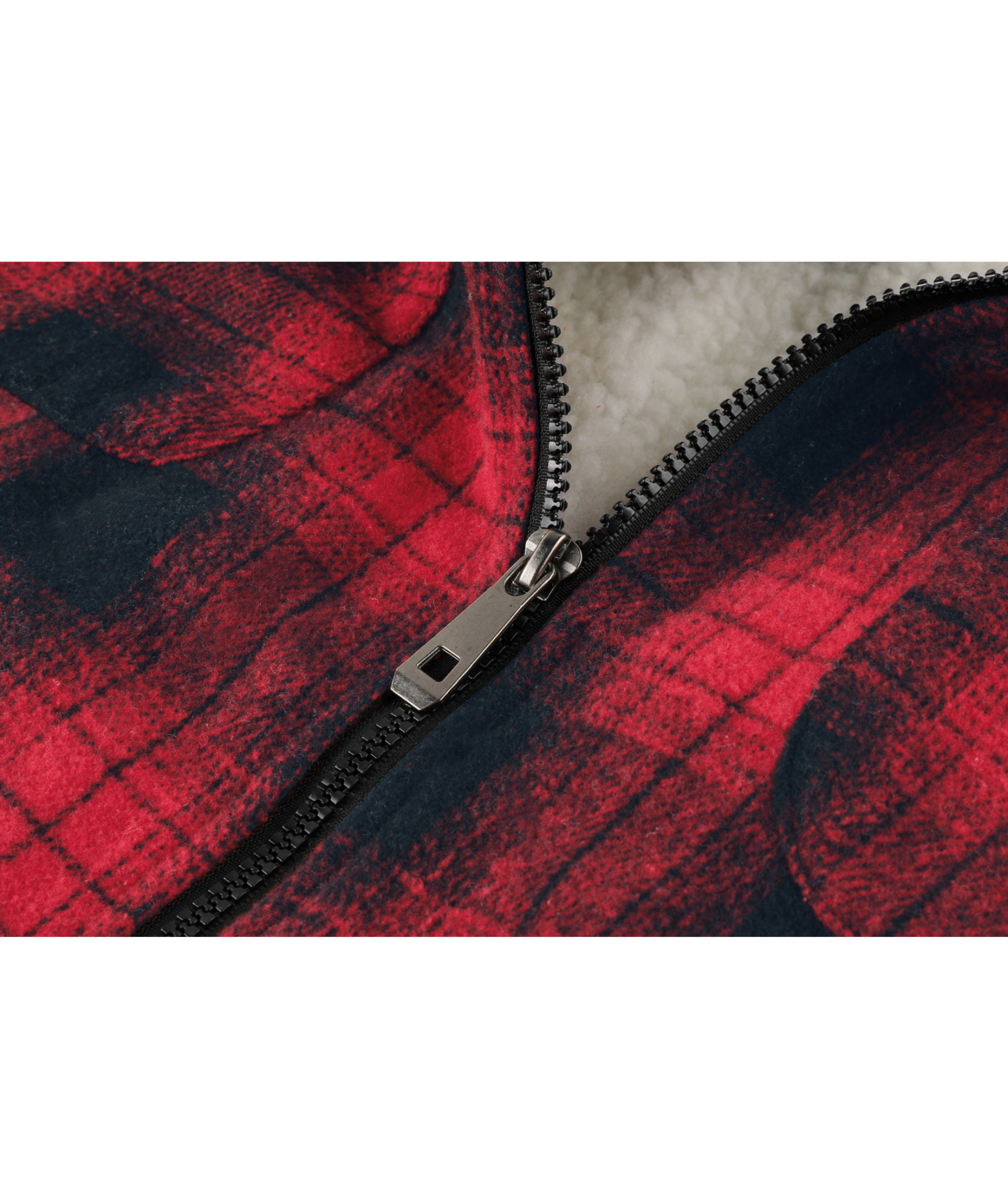 ZITY Men's Long Sleeve Full Zipper Plaid Fleece Shirt-CUMJA04084