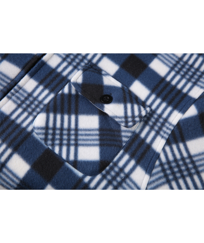 ZITY Men's Long Sleeve Full Zipper Fleece Plaid Hoodie-CFMGF00001