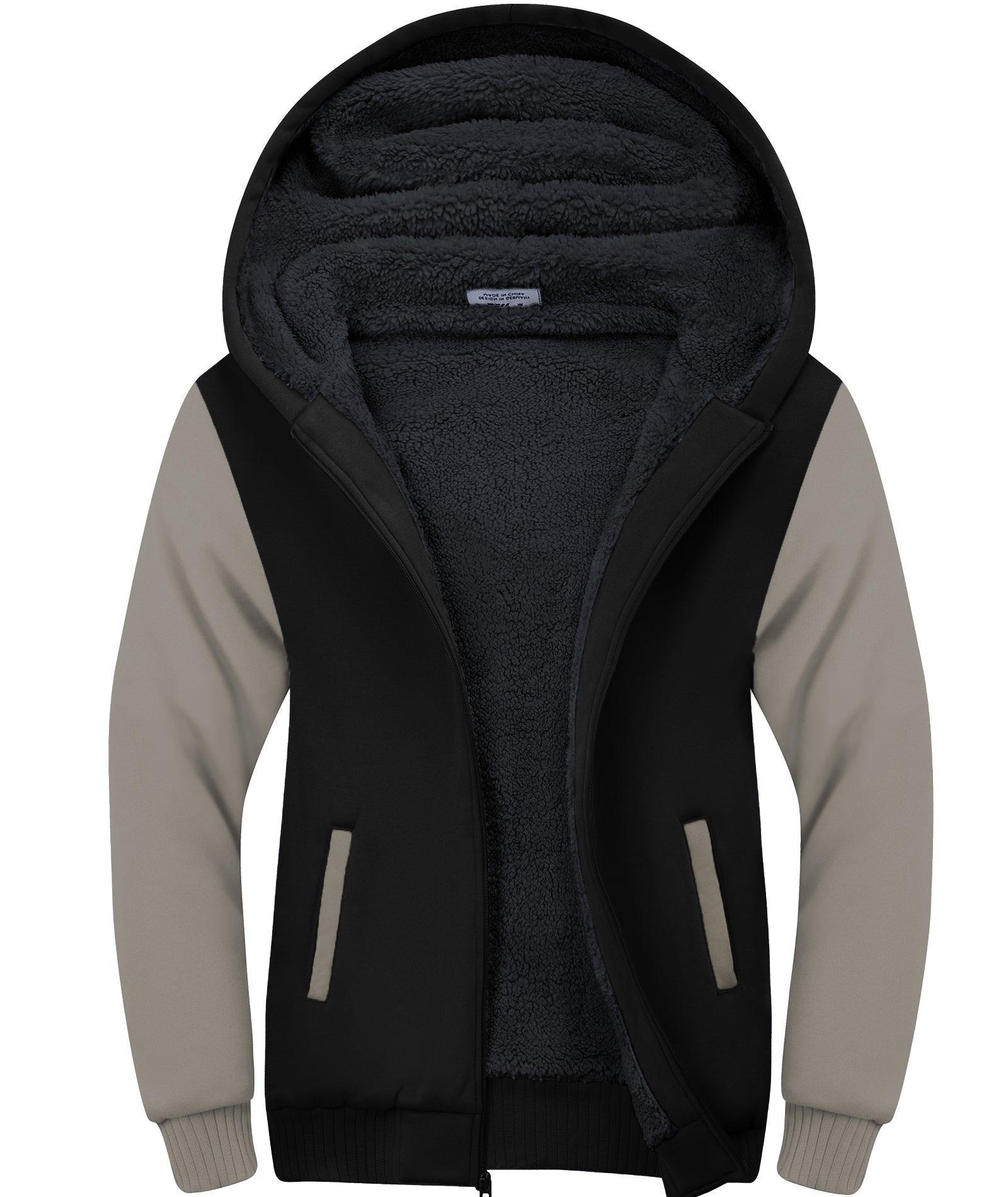 ZITY Men's Full Zip Up Contrast Color Fleece Hoodie-zity1712