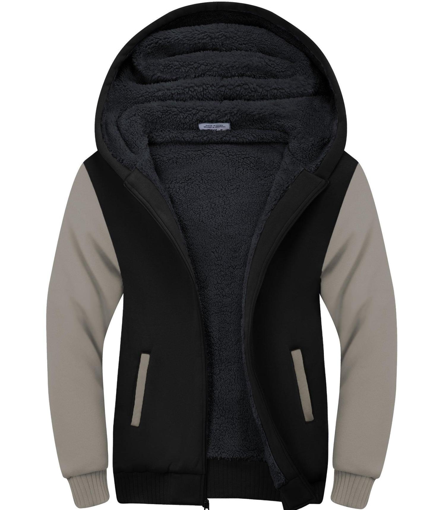 ZITY Men's Full Zip Up Contrast Color Fleece Hoodie-zity1712