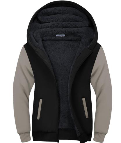 ZITY Men's Full Zip Up Contrast Color Fleece Hoodie-zity1712