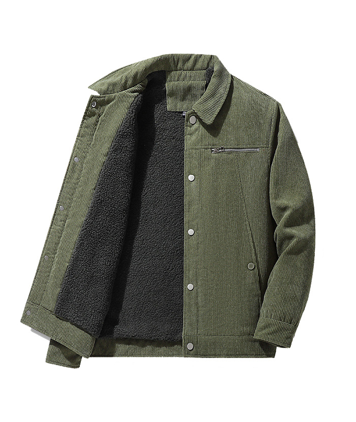 Men's Green Fleece Line Jacket ZITY Men's Oversize Long Sleeve Fleece Jacket-DUMCO05445