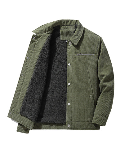 Men's Green Fleece Line Jacket ZITY Men's Oversize Long Sleeve Fleece Jacket-DUMCO05445