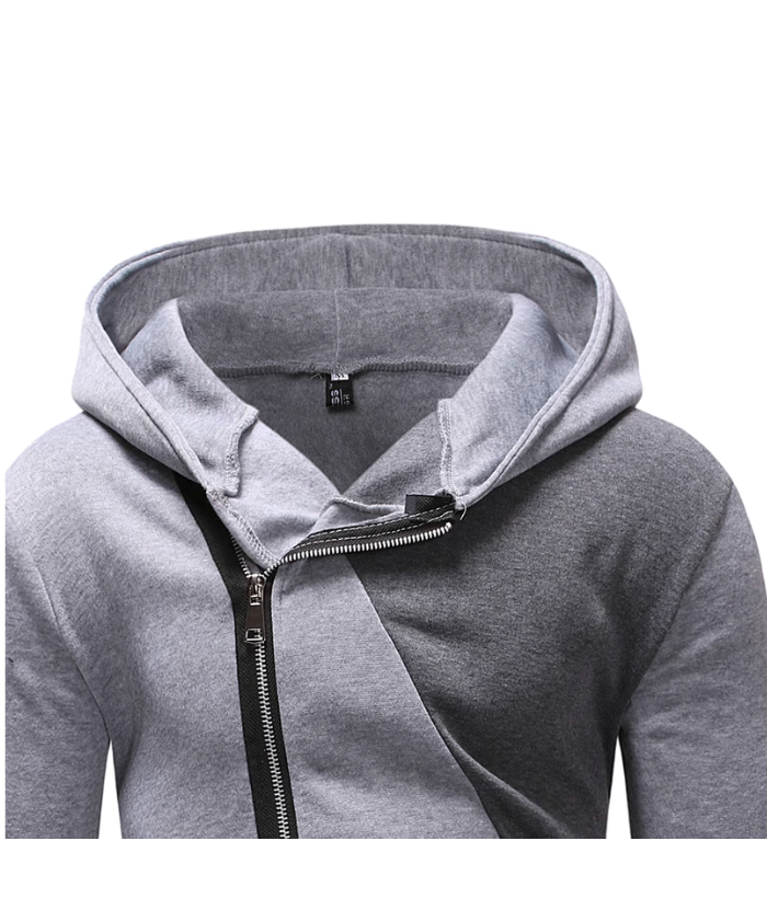 ZITY Men's Sweatshirt Oblique Zipper Stitching Design Hoodie-DUMHD04971|Zitysports