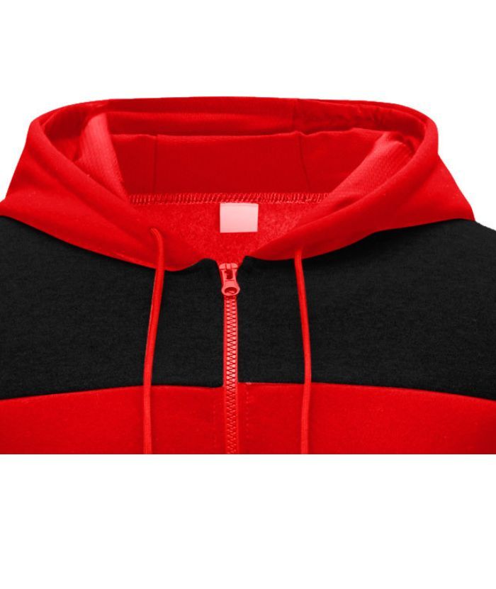 ZITY Men's Polyester Long Sleeve Color Block Full Zip Casual Hoodie-DUMFH04995|Zitysports