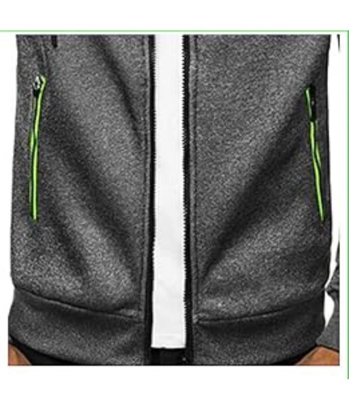 ZITY Men's Slim Fit Full Zip Contrast Color Casual Hoodie-DUMFH05005|Zitysports