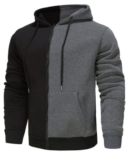 ZITY Men's Contrast Color Hooded Long Sleeve Zip Up Outdoor Hoodie-DUMFH05069|Zitysports