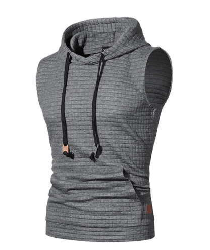ZITY Men's Plus Size  Solid Color Sleeveless Hoodie-DUMMG05201|Zitysports
