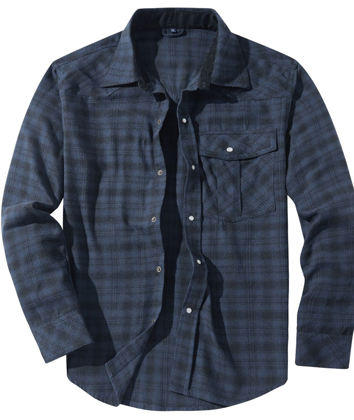 ZITY Men's Button Down Long Sleeved Plaid Flannel Shirt-DUMLT05319|Zitysports