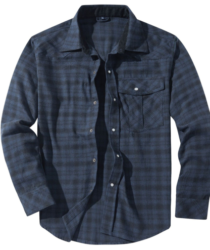 ZITY Men's Button Down Long Sleeved Plaid Flannel Shirt-DUMLT05319|Zitysports